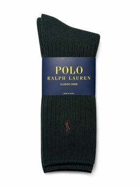 Polo Ralph Lauren Green Classic Crew Socks Men’s NWT Pony Logo Soft Cotton